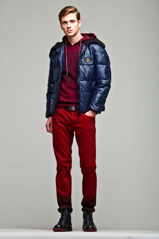 Welche Pullover mit einem Kapuze mit schwarzer Freizeitstiefel zu tragen – 105 Herren Outfits