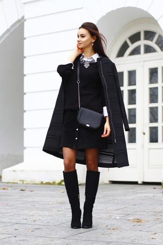 Welche Mäntel mit schwarzen Pullovers mit einem Rundhalsausschnitt zu tragen – 102 Damen Outfits