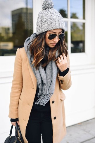 Welche Mäntel mit schwarzen Pullovers mit einem Rundhalsausschnitt zu tragen – 102 Damen Outfits