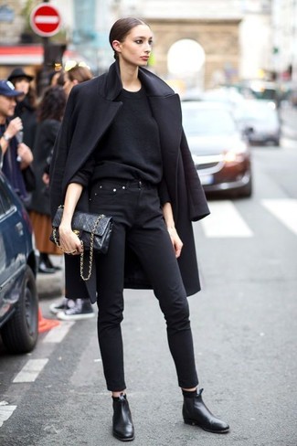 Welche Mäntel mit schwarzen Pullovers mit einem Rundhalsausschnitt zu tragen – 102 Damen Outfits