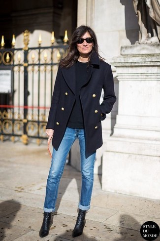 Welche Mäntel mit schwarzen Pullovers mit einem Rundhalsausschnitt zu tragen – 102 Damen Outfits