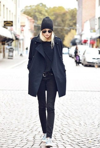 Welche Mäntel mit schwarzen Pullovers mit einem Rundhalsausschnitt zu tragen – 102 Damen Outfits