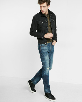 Schwarze Jeansjacke kombinieren – 296 Herren Outfits warm Wetter
