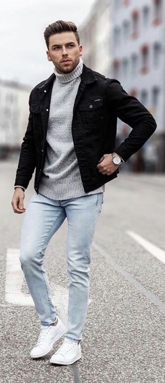 Schwarze Jeansjacke kombinieren – 296 Herren Outfits warm Wetter