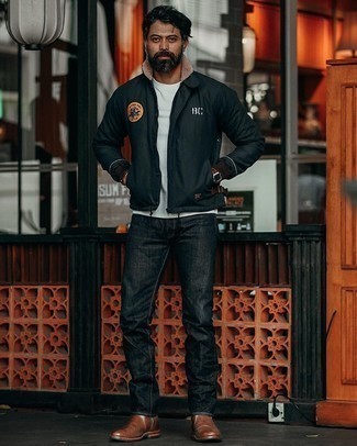 Schwarze bestickte Bomberjacke kombinieren – 13 Herren Outfits