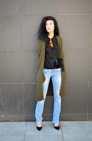 Schwarze Pelz Umhängetasche kombinieren – 12 Damen Outfits