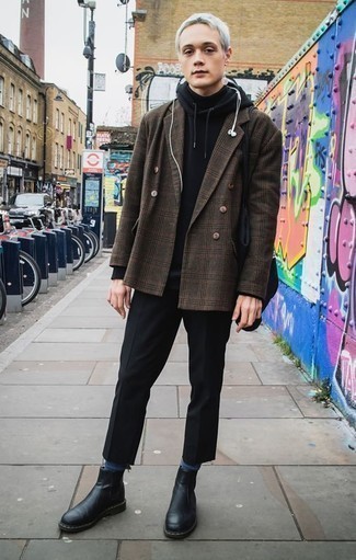 Welche Rollkragenpullover mit schwarzen Pullovers mit einem Kapuze zu tragen – 26 Herren Outfits