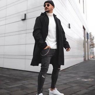 Welche Rollkragenpullover mit schwarzen Pullovers mit einem Kapuze zu tragen – 26 Herren Outfits