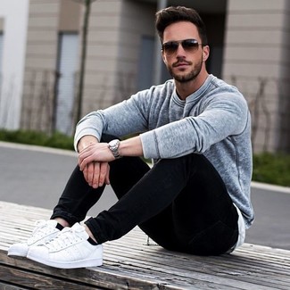 Welche Pullover mit einem Rundhalsausschnitt mit schwarzer Jeans zu tragen – 511+ Herren Outfits