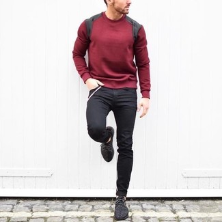 Welche Pullover mit einem Rundhalsausschnitt mit schwarzer Jeans zu tragen – 511+ Herren Outfits