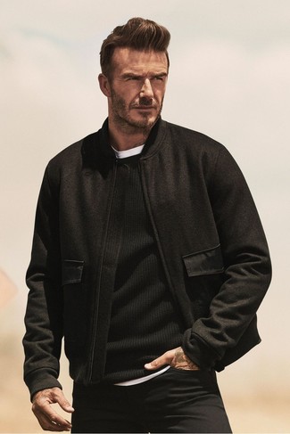 Welche Pullover mit einem Rundhalsausschnitt mit schwarzer Jeans zu tragen – 511+ Herren Outfits