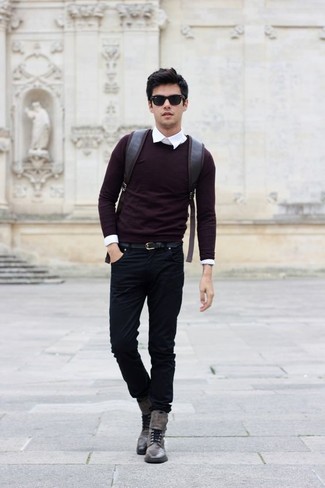 Welche Pullover mit einem Rundhalsausschnitt mit schwarzer Jeans zu tragen – 112 Frühling Herren Outfits