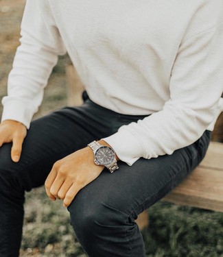 Welche Pullover mit einem Rundhalsausschnitt mit schwarzer Jeans zu tragen – 112 Frühling Herren Outfits