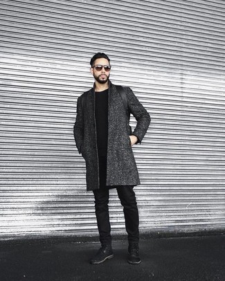 Welche Pullover mit einem Rundhalsausschnitt mit schwarzer Jeans zu tragen – 511+ Herren Outfits