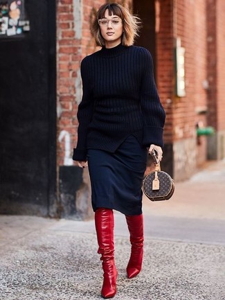 Schwarzen Strick Rollkragenpullover kombinieren – 28 Damen Outfits