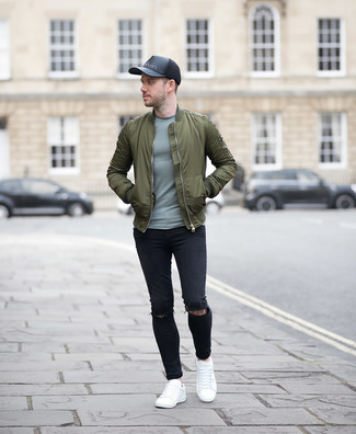 Schwarze Leder Baseballkappe kombinieren – 18 Herren Outfits