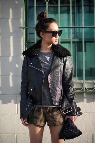 Schwarze Leder Bikerjacke kombinieren – 84 Sommer Damen Outfits