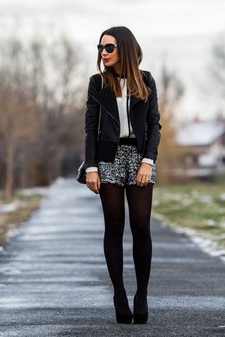 Schwarze Leder Bikerjacke kombinieren – 84 Sommer Damen Outfits