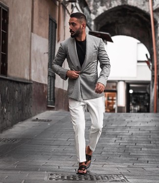 Schwarze Leder Zehensandalen kombinieren – 35 Herren Outfits