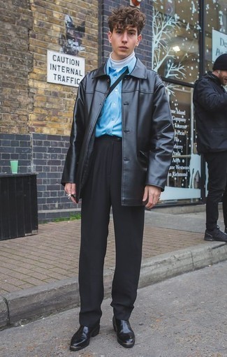 Schwarzen Ledermantel kombinieren – 12 Herren Outfits