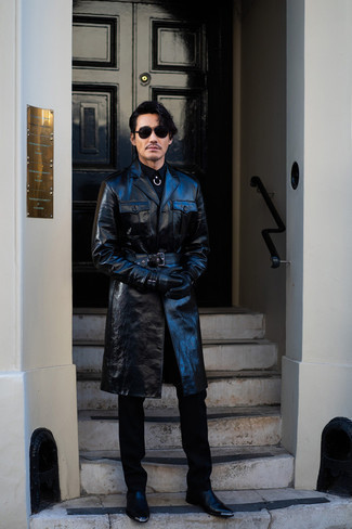 Schwarzen Ledermantel kombinieren – 12 Herren Outfits