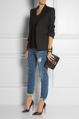 Schwarze Leder Pumps kombinieren – 886+ Damen Outfits