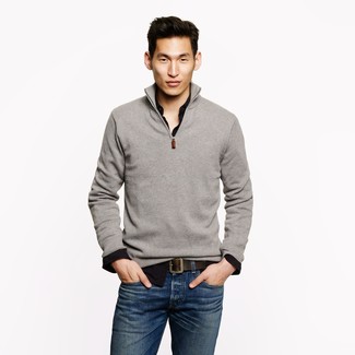 Wie schwarzes Langarmhemd mit blauer Jeans zu kombinieren – 78 Herren Outfits