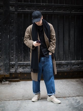 Wie schwarzes Langarmhemd mit blauer Jeans zu kombinieren – 78 Herren Outfits