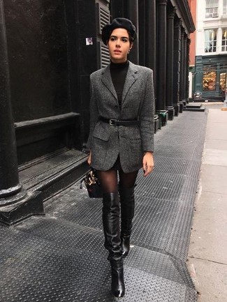 Welche Sweatkleider mit schwarzer Overknee Stiefel zu tragen – 47 Damen Outfits