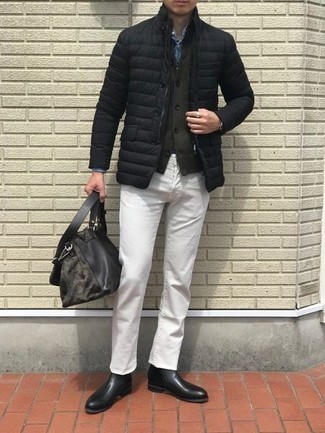 Schwarzes gestepptes Sakko kombinieren – 18 Herren Outfits