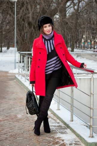 Schwarzen gesteppten Leder Rucksack kombinieren – 18 Damen Outfits