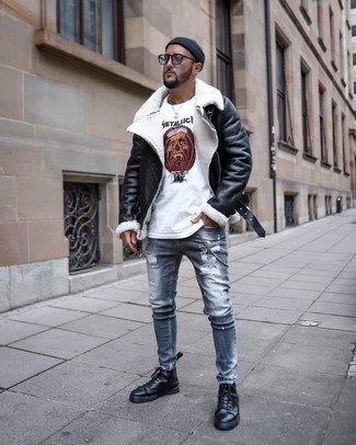 Schwarze Lammfelljacke kombinieren – 18 Lässige Herren Outfits
