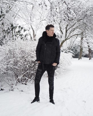 Schwarze Lammfelljacke kombinieren – 18 Lässige Herren Outfits