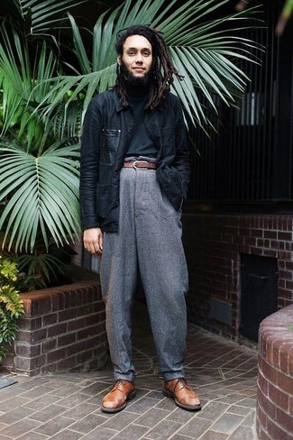 20 Jährige: Wie schwarze Shirtjacke mit grauer Hose zu kombinieren – 37 Herren Outfits