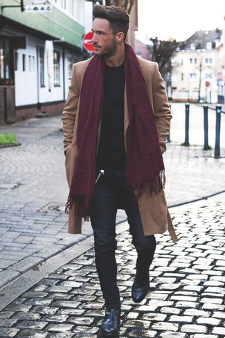 Welche Pullover mit einem Rundhalsausschnitt mit schwarzer enger Jeans zu tragen – 198 Herren Outfits