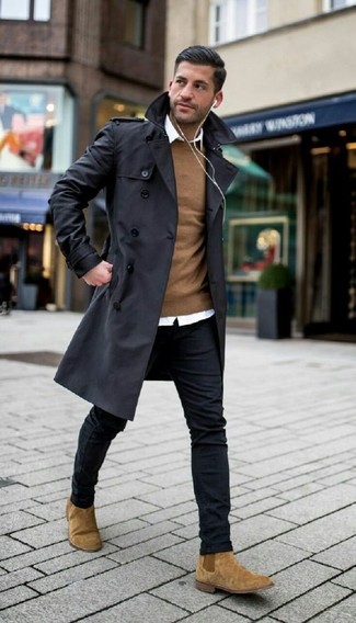 Welche Pullover mit einem Rundhalsausschnitt mit schwarzer enger Jeans zu tragen – 198 Herren Outfits
