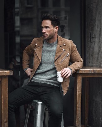 Welche Pullover mit einem Rundhalsausschnitt mit schwarzer enger Jeans zu tragen – 198 Herren Outfits