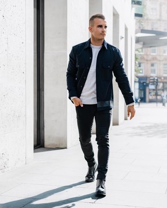 Welche Shirtjacken mit schwarzer enger Jeans zu tragen – 73 Herren Outfits