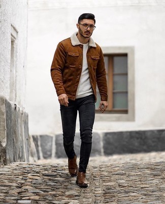 Welche Shirtjacken mit schwarzer enger Jeans zu tragen – 73 Herren Outfits