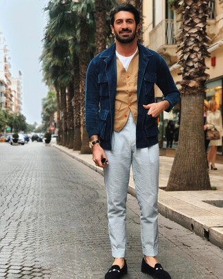 Schwarze Wildleder Slipper kombinieren – 695+ Herren Outfits warm Wetter
