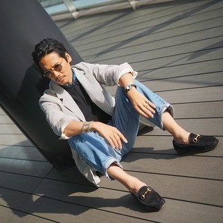 Schwarze Wildleder Slipper kombinieren – 695+ Herren Outfits warm Wetter