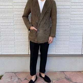 Schwarze Wildleder Slipper kombinieren – 695+ Herren Outfits warm Wetter