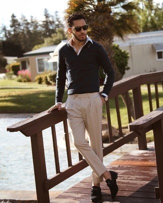 Schwarze Wildleder Slipper kombinieren – 695+ Herren Outfits warm Wetter