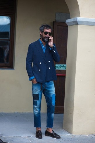 Welche Zweireiher-Sakkos mit schwarzer Slipper mit Quasten zu tragen – 170 Herren Outfits