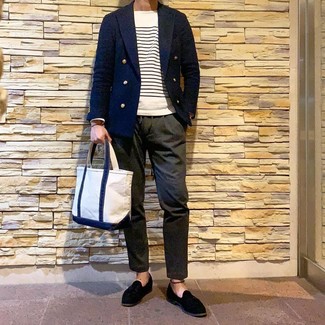 Welche Zweireiher-Sakkos mit schwarzer Slipper mit Quasten zu tragen – 170 Herren Outfits