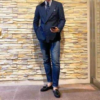 Welche Zweireiher-Sakkos mit schwarzer Slipper mit Quasten zu tragen – 118 Sommer Herren Outfits