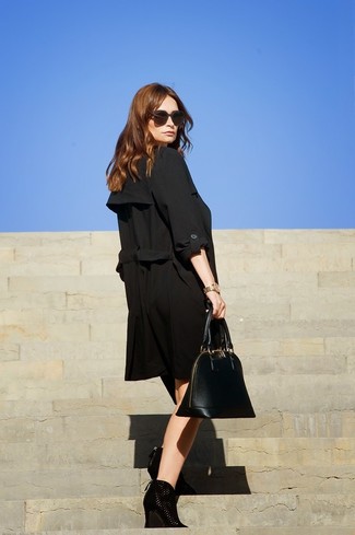 Schwarzen Trenchcoat kombinieren – 72 Damen Outfits