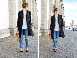Schwarzen Trenchcoat kombinieren – 72 Damen Outfits