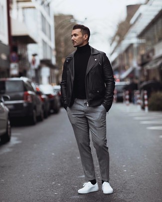 Welche Bikerjacken mit schwarzen Rollkragenpullovers zu tragen – 83 Herren Outfits