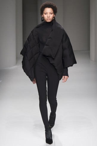 Schwarze Samt Stiefeletten kombinieren – 17 Damen Outfits